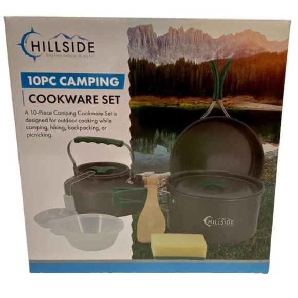Outdoor Camping 10pc Cookware Set Hiking Backpacking Picnicking Hillside NIB - Picture 7 of 7